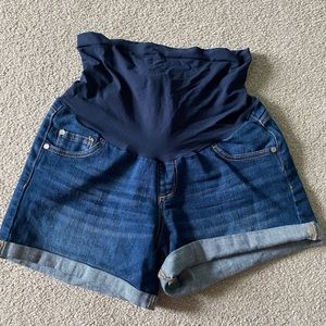 Indigo blue maternity Jean shorts